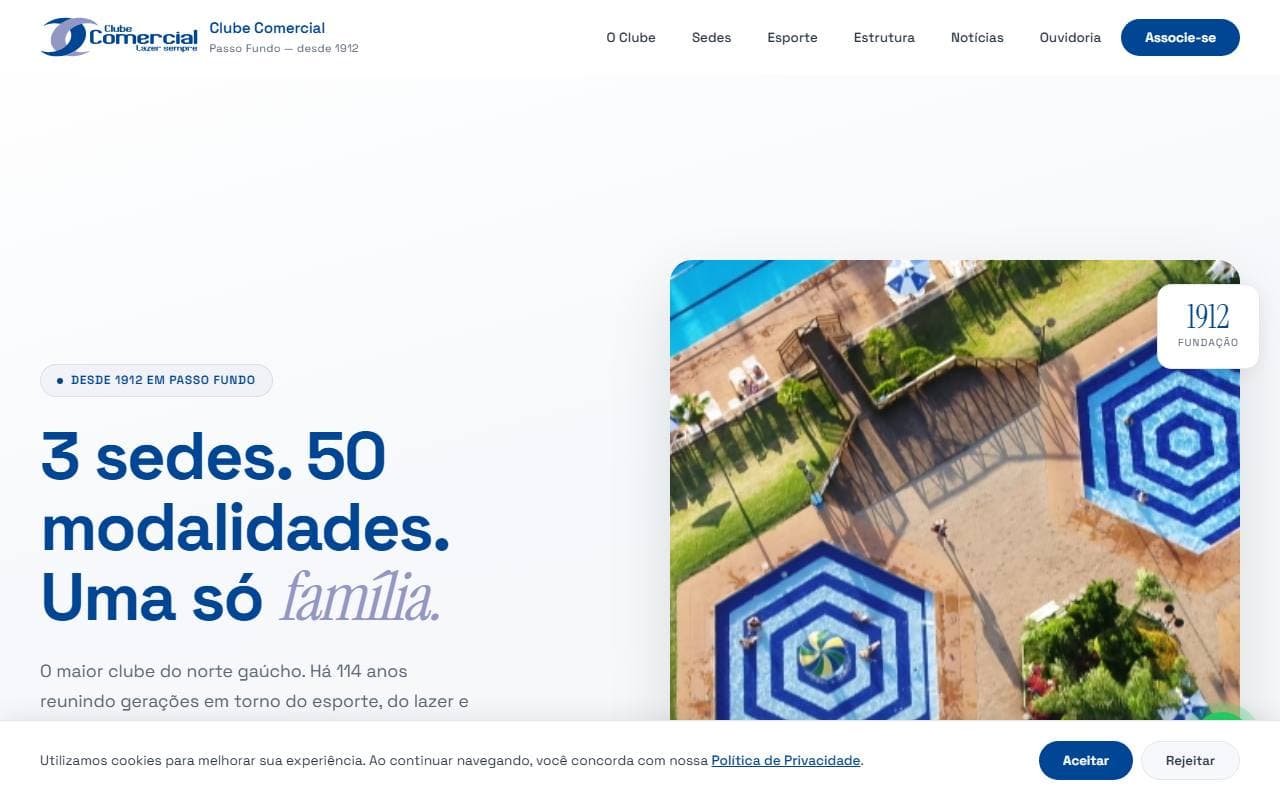 Site de Clube Comercial, feito pela Fabrika