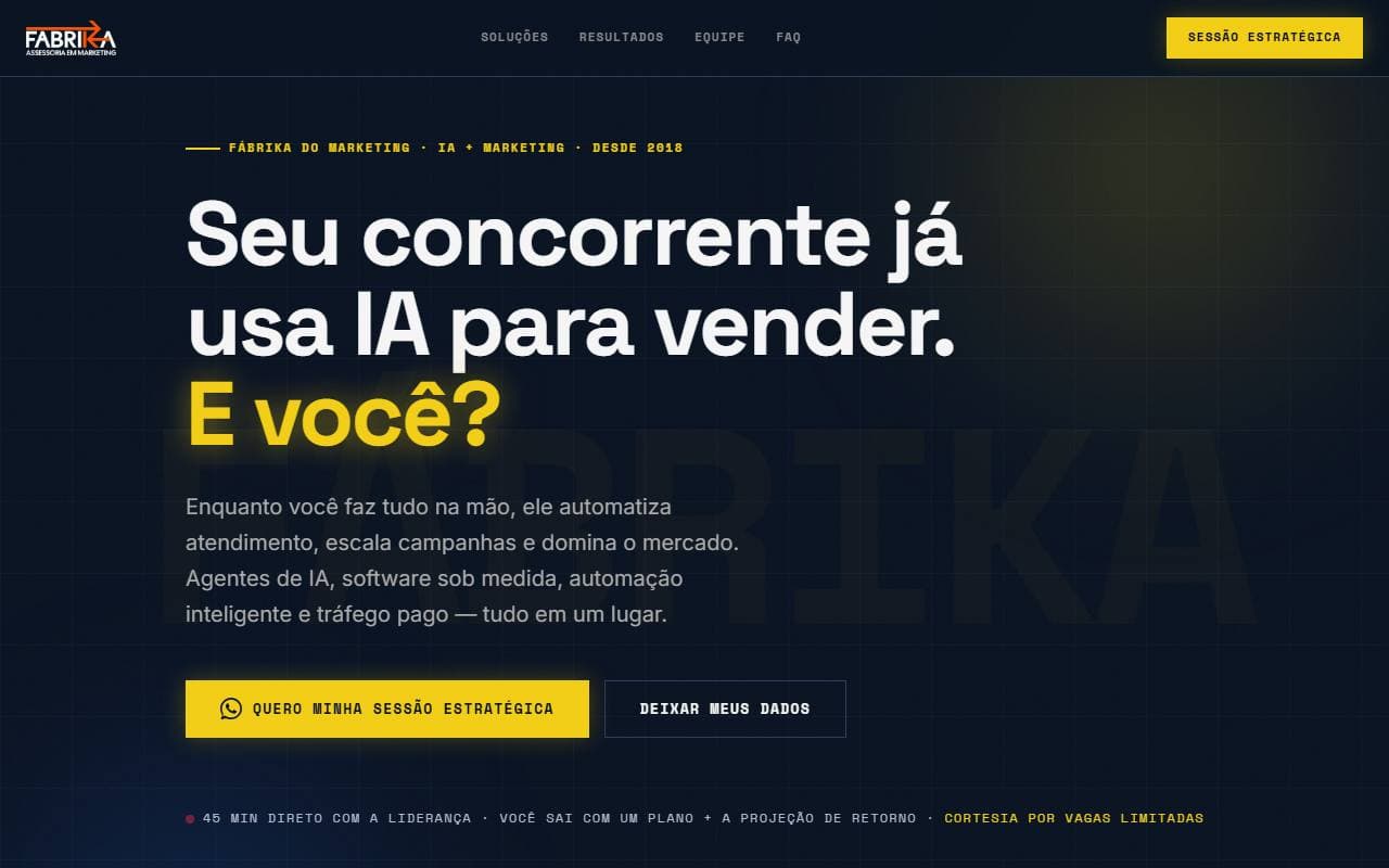 Site de Fabrika do Marketing, feito pela Fabrika
