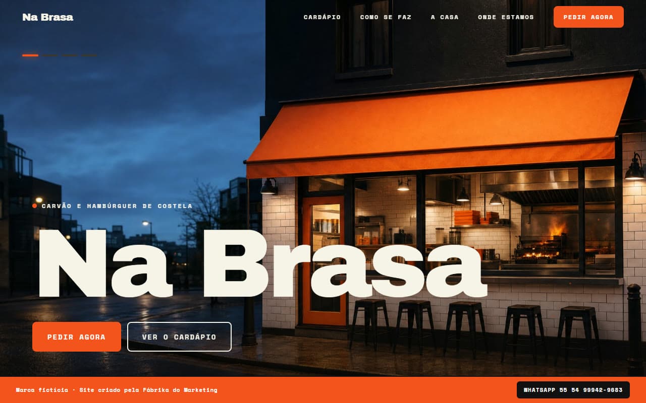 Site de Na Brasa, feito pela Fabrika
