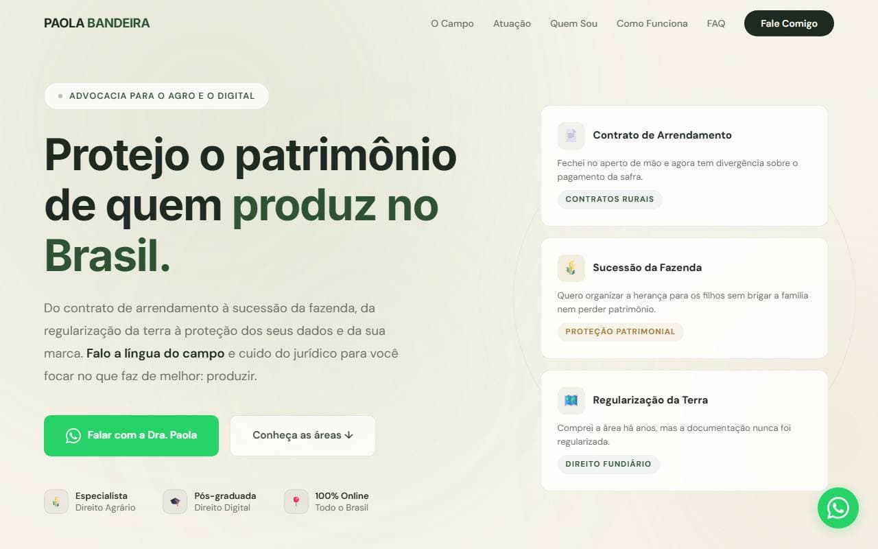 Site de Paola Bandeira, feito pela Fabrika